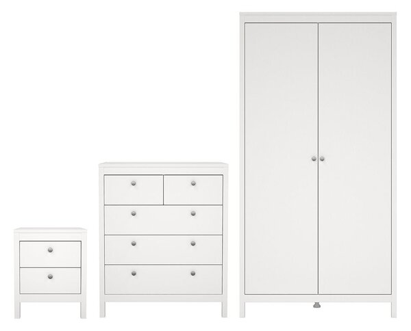 Macron Wooden Bedroom Set With 2 Door Wardrobe In White