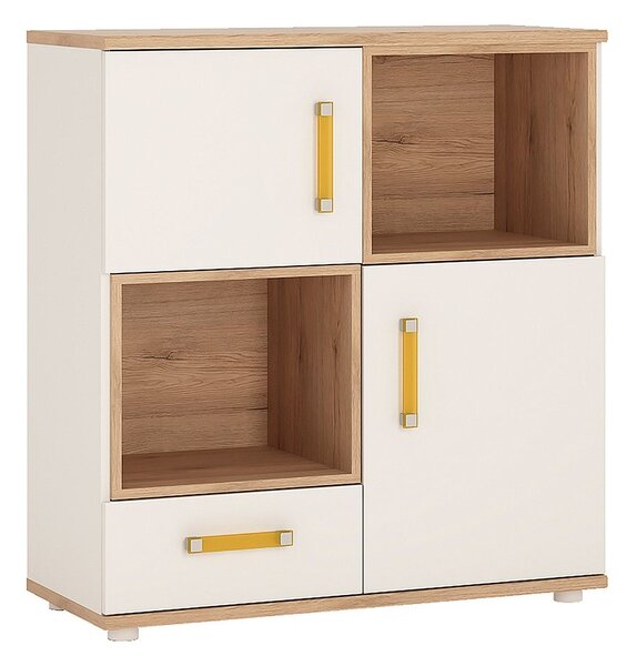 Kepo Wooden Storage Cabinet In White High Gloss And Oak