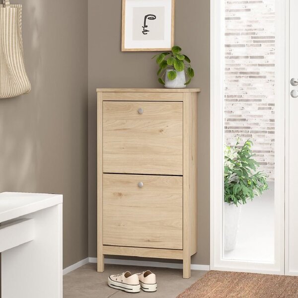 Macron Wooden Shoe Cabinet With 2 Flip Doors In Oak