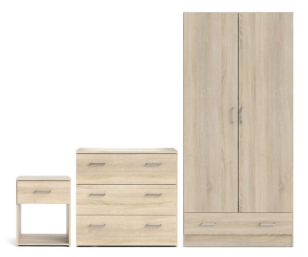 Scalia Wooden Furniture Set With 2 Doors Wardrobe In Oak