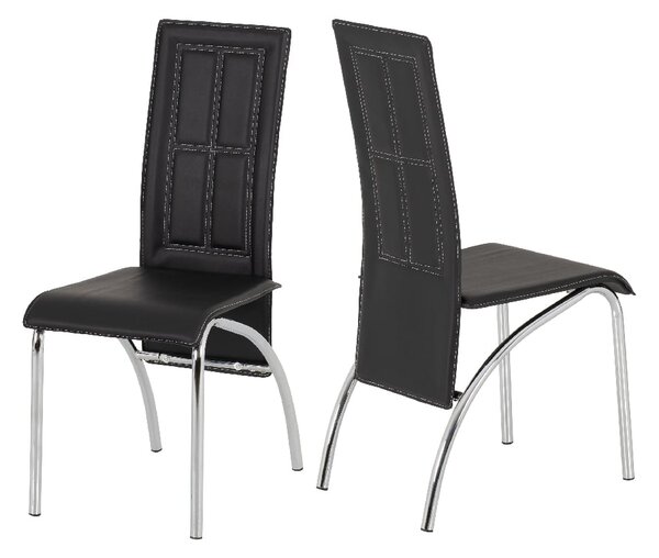 Abilene Black Faux Leather Dining Chairs In Pair