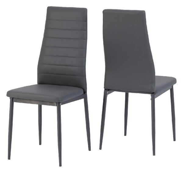 Aadi Grey Faux Leather Dining Chairs In Pair