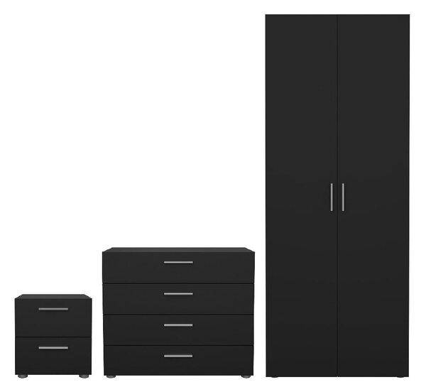 Perkin Wooden Furniture Set With 2 Doors Wardrobe In Black