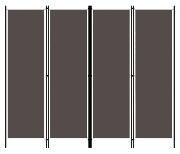 Celina Fabric 4 Panels 200cm x 180cm Room Divider In Anthracite