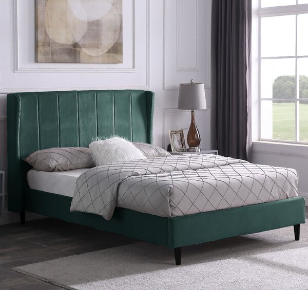 Ashburton Velvet Double Bed In Green