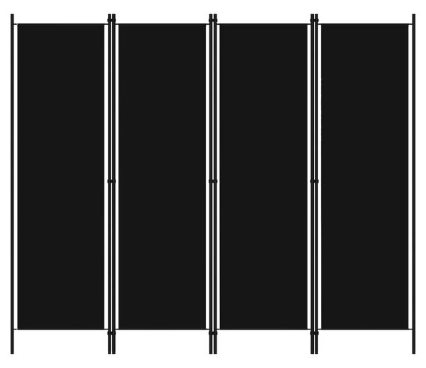 Celina Fabric 4 Panels 200cm x 180cm Room Divider In Black