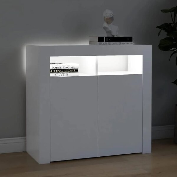 Aurther Wooden Storage Cabinet In White With LED Lights