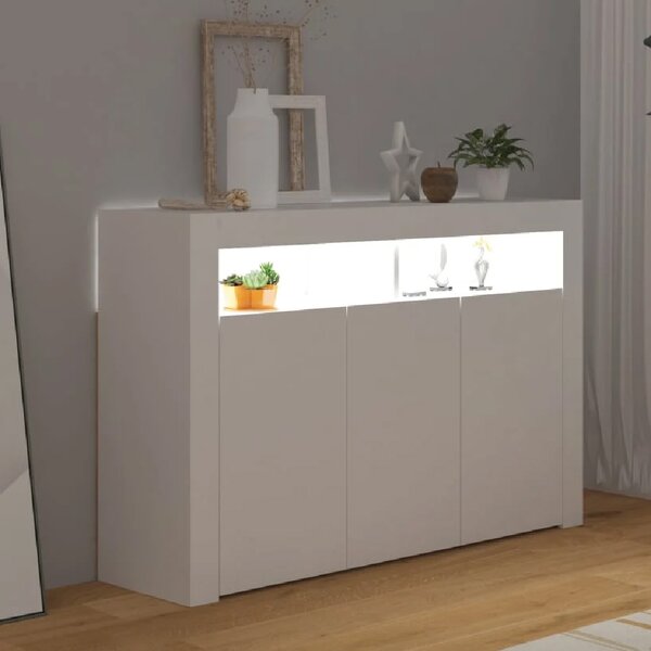 Brea Wooden Storage Cabinet In White With LED Lights