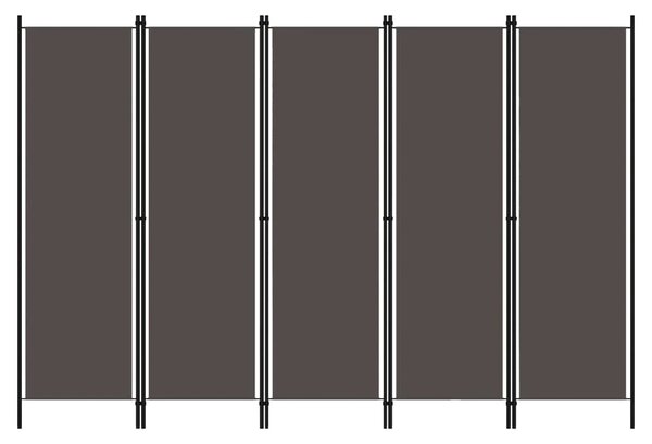 Celina Fabric 5 Panels 250cm x 180cm Room Divider In Anthracite