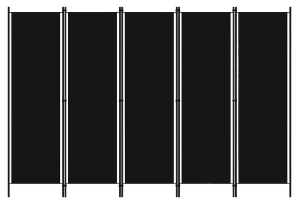 Celina Fabric 5 Panels 250cm x 180cm Room Divider In Black