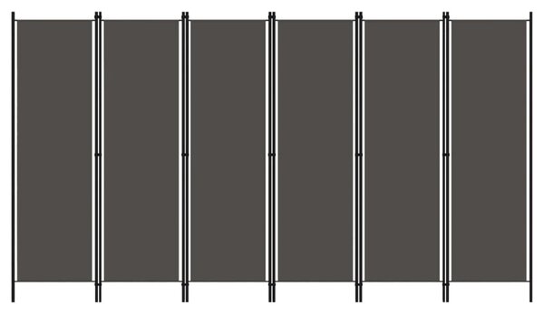 Celina Fabric 6 Panels 300cm x 180cm Room Divider In Anthracite