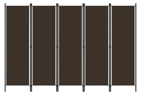 Celina Fabric 5 Panels 250cm x 180cm Room Divider In Brown