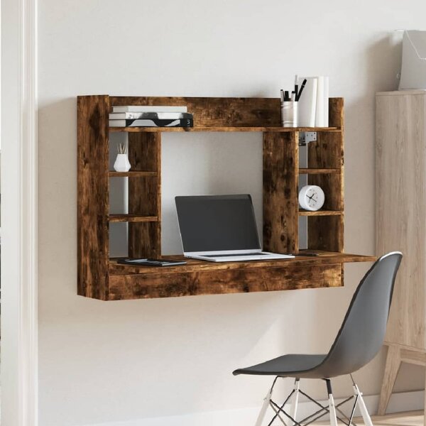 Kodak Wooden Wall Mounted Laptop Desk In Smoked Oak