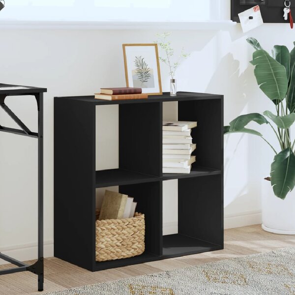 Gilford Wooden Bookcase With 4 Compartments In Black