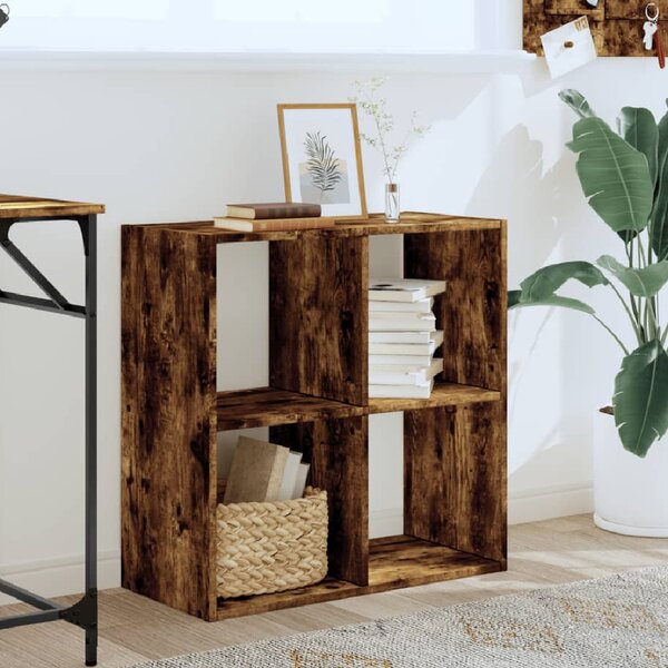 Gilford Wooden Bookcase With 4 Compartments In Smoked Oak