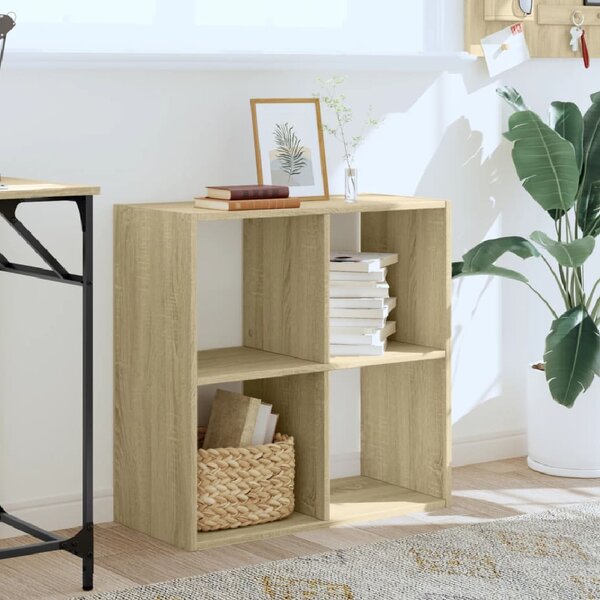 Gilford Wooden Bookcase With 4 Compartments In Sonoma Oak