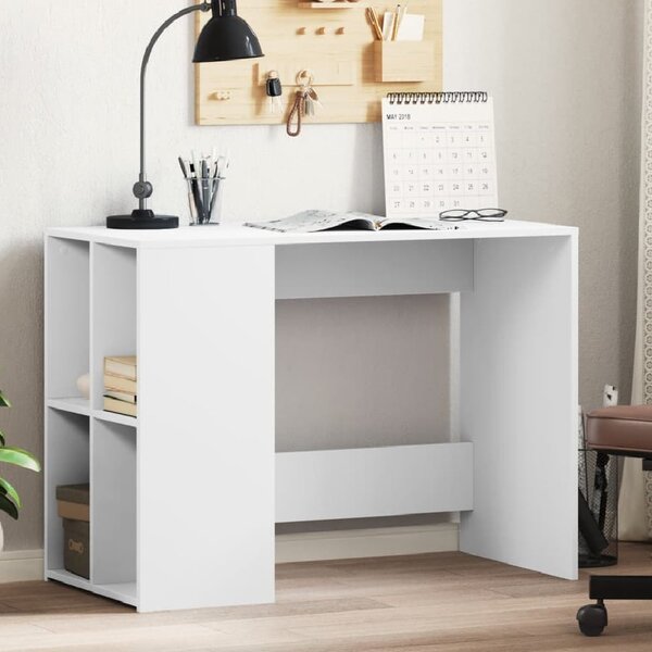 Knutsford Wooden Laptop Desk With 4 Shelves In White