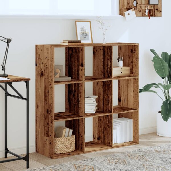 Gilford Wooden Bookcase With 9 Compartments In Brown Oak