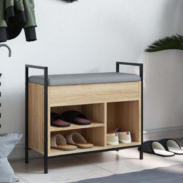 Ithaca Wooden Shoe Bench With 3 Shelves In Sonoma Oak