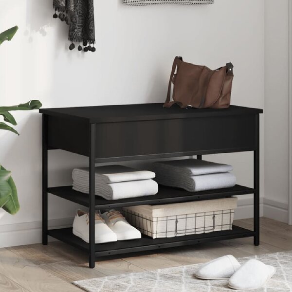 Lamar Wooden Small Shoe Storage Bench In Black