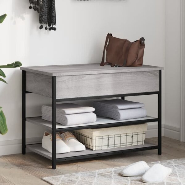 Lamar Wooden Small Shoe Storage Bench In Grey Sonoma