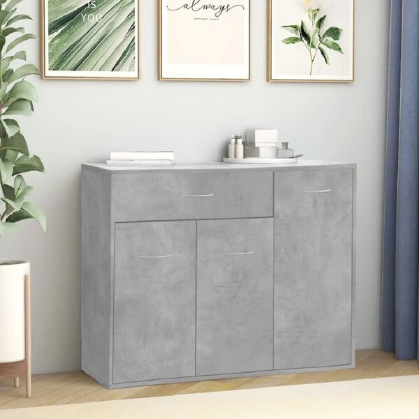 Camino Wooden Sideboard With 3 Doors 1 Drawer In Concrete Grey