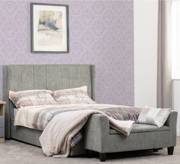 Ashburton Fabric Storage Ottoman Double Bed In Dark Grey