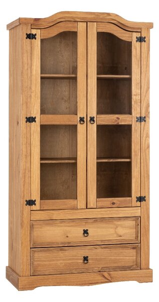 Central Wooden Display Cabinet With 2 Doors 2 Drawers In Oak