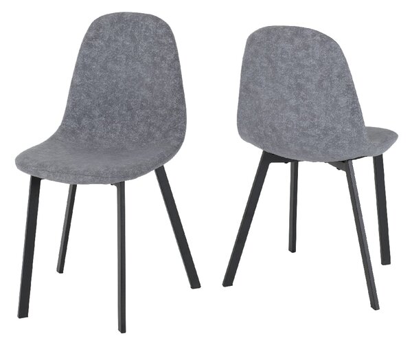 Batavia Dark Grey Fabric Dining Chairs In Pair