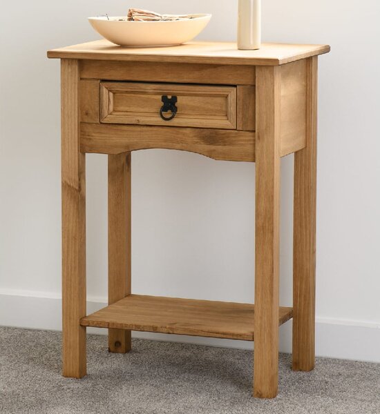 Central Wooden Console Table With 1 Drawer In Oak