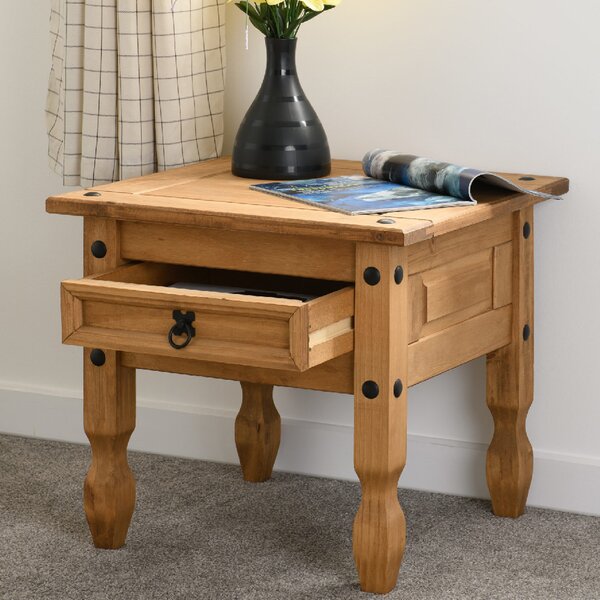 Central Wooden Lamp Table With 1 Drawer In Oak