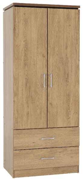 Crieff Wooden Wardrobe With 2 Doors 2 Drawers In Oak