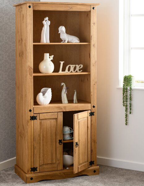 Central Wooden Bookcase With 2 Doors In Oak