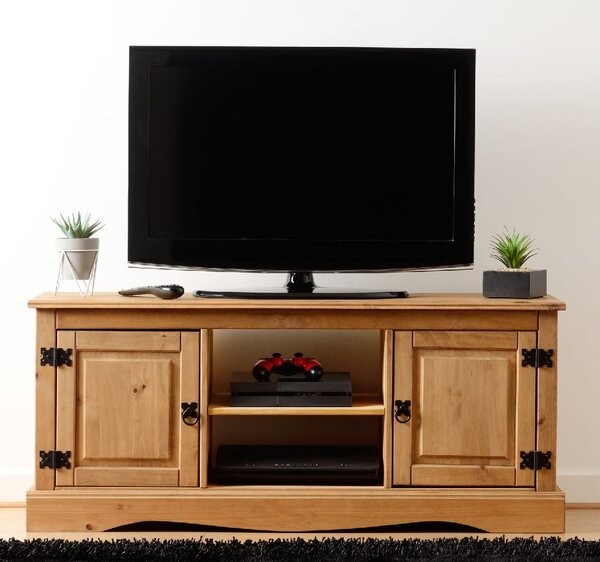 Central Wooden TV Stand With 2 Doors 1 Shelf In Oak