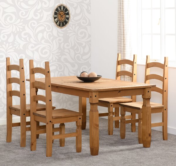 Central Rectangular Wooden Dining Table With 4 Oak Chairs