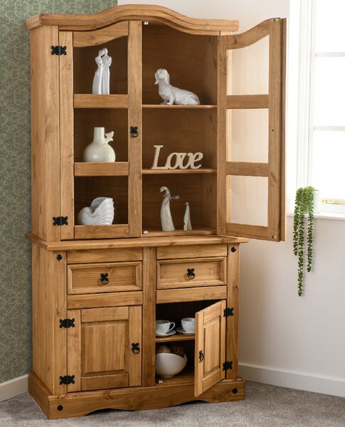 Central Wooden Display Cabinet With 4 Doors 2 Drawers In Oak