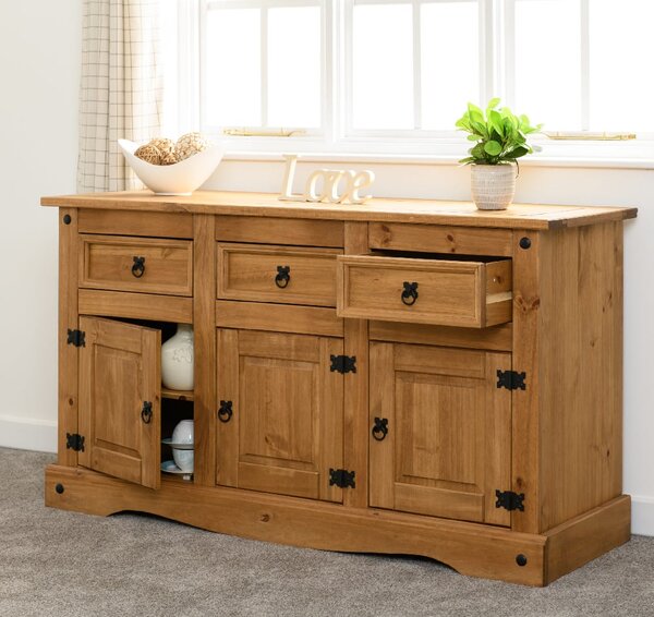 Central Wooden Sideboard With 3 Doors 3 Drawers In Oak