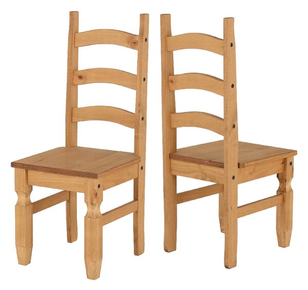 Central Oak Wooden Dining Chairs In Pair