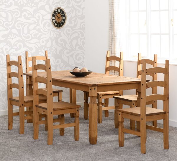 Central Rectangular Wooden Dining Table With 6 Oak Chairs