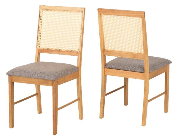 Earville Oak And Grey Wooden Dining Chairs In Pair