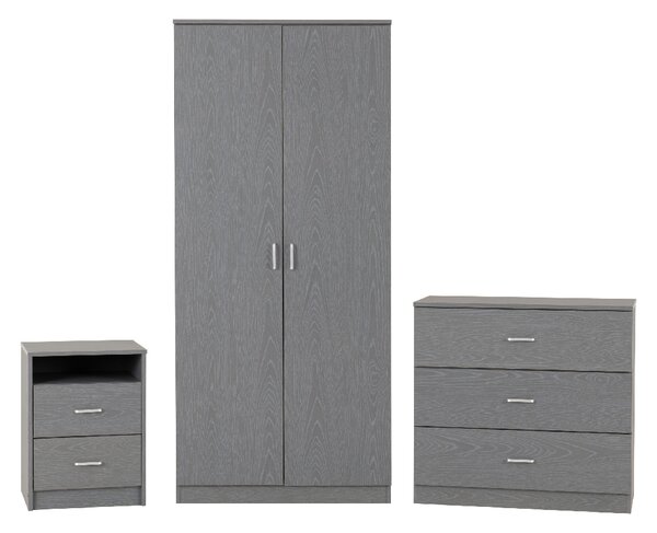 Floyd Wooden Furniture Set With 2 Doors Wardrobe In Grey