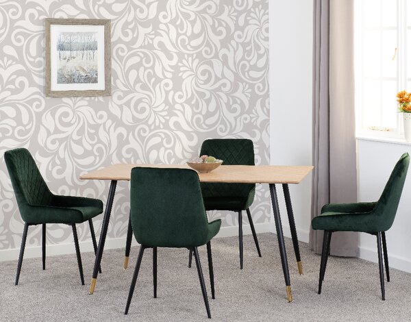 Hanover Oak Wooden Dining Table With 4 Avah Green Chairs