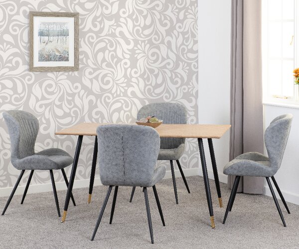 Hanover Oak Wooden Dining Table With 4 Qinson Grey Chairs