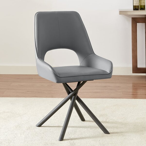 Amaari PU leather Dining Chair with Anthracite Legs In Grey