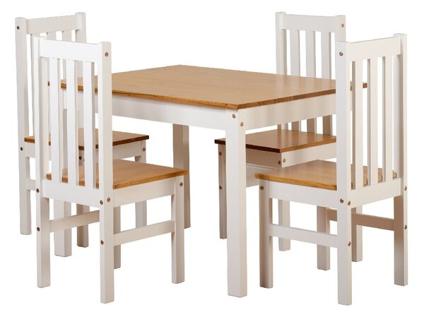 Ladkro Wooden Dining Table With 4 Chairs In White And Oak