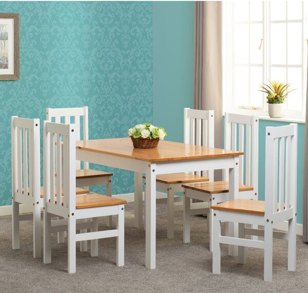 Ladkro Wooden Dining Table With 6 Chairs In White And Oak