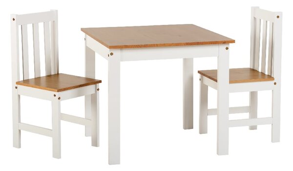 Ladkro Wooden Dining Table With 2 Chairs In White And Oak