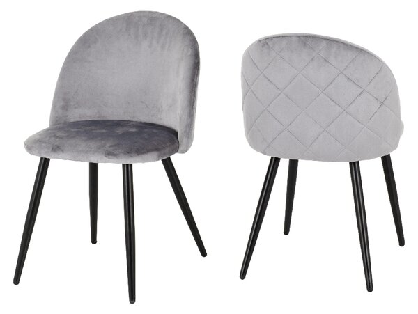 Muirkirk Grey Velvet Dining Chairs In Pair