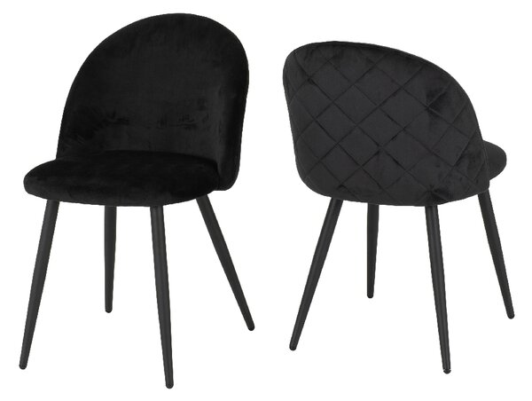 Muirkirk Black Velvet Dining Chairs In Pair