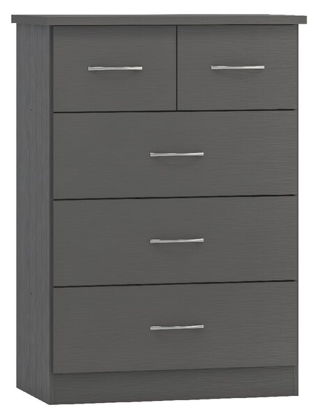 Mack Wooden Chest Of 5 Drawers In Grey